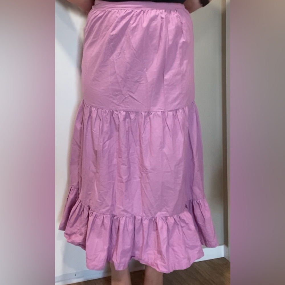 Pinkish Purple Tiered Midi Skirt